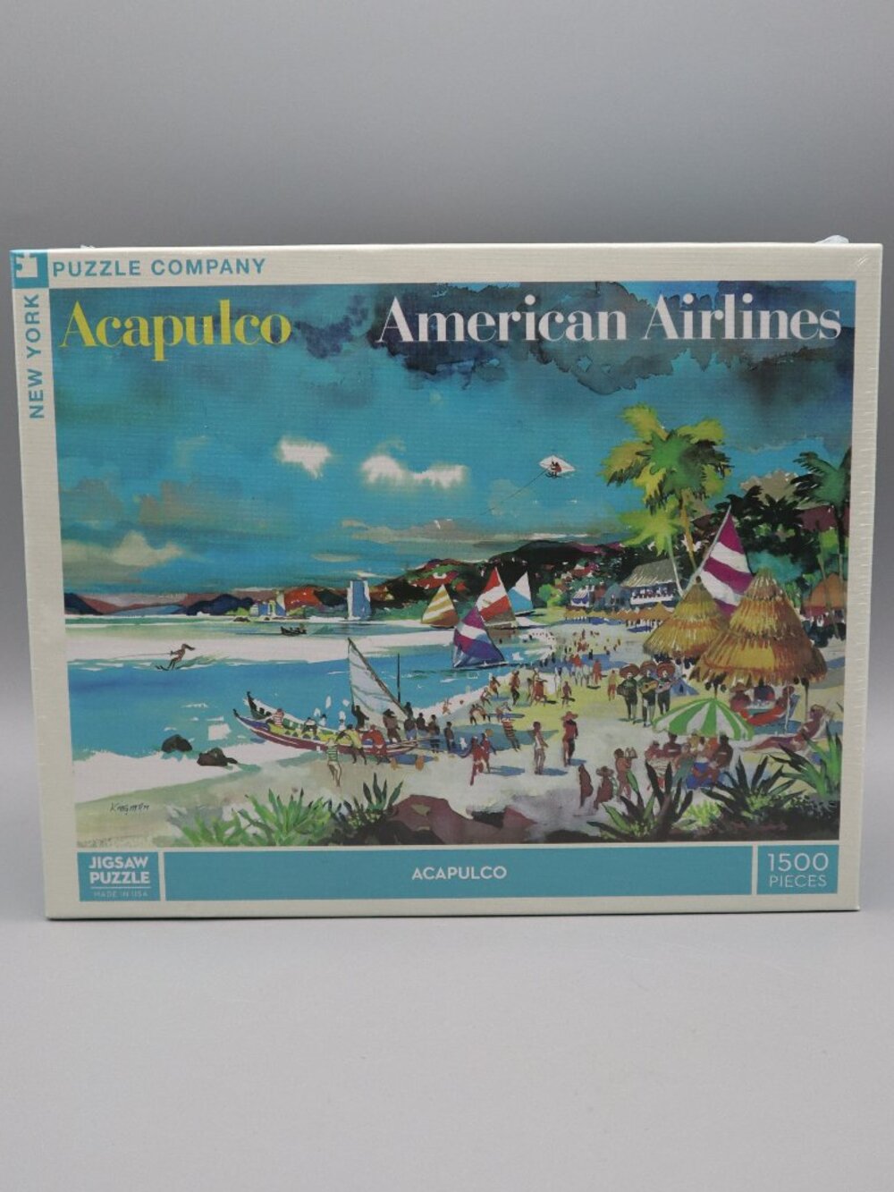 New York Puzzle Company 1500 Pc Jigsaw Acapulco American Airlines Dong Kingman